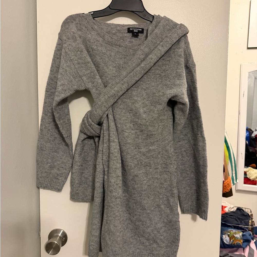 PrettyLittleThing Gray One Shoulder Dress